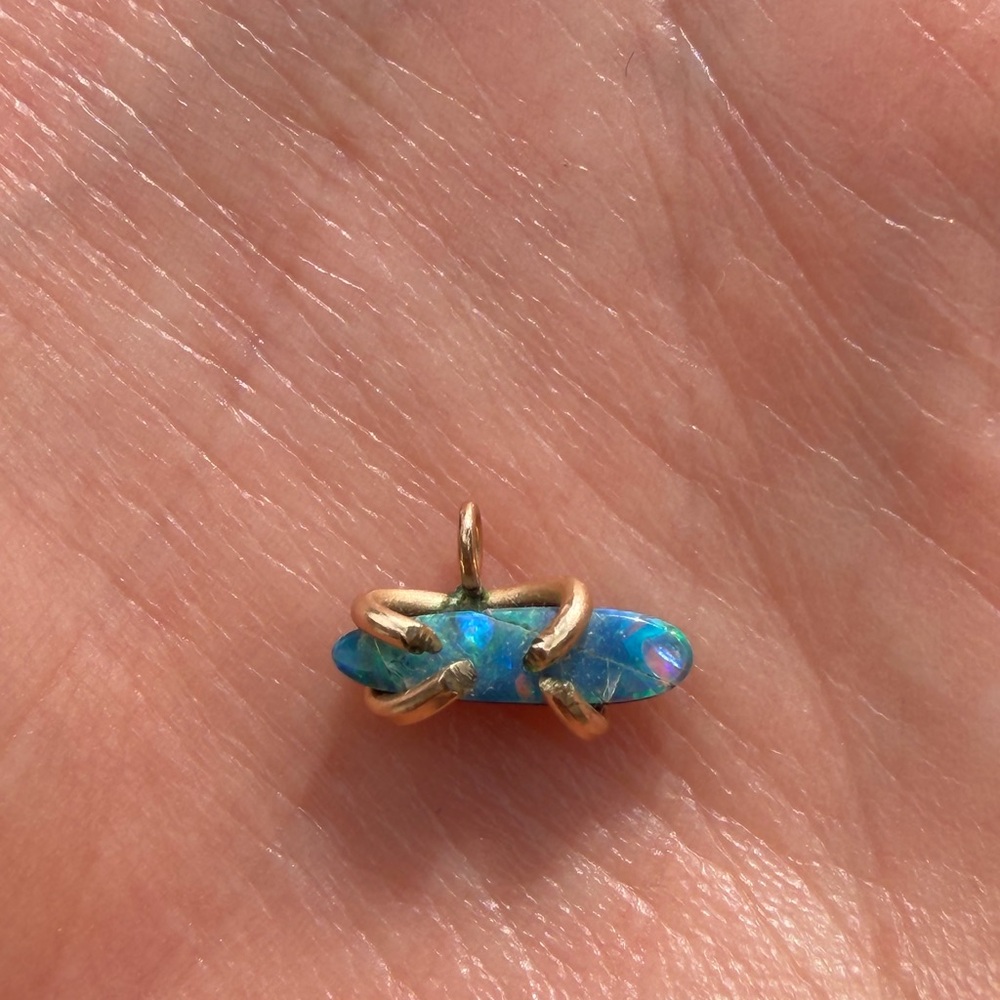 WWAKE Blue-Green Opal Mini Pendant in Gold